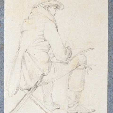 Homme à chapeau haut-de-forme et redingote (Wilhelm von Humboldt ?). Molde luzeko kapelu eta xeniladun gizona 