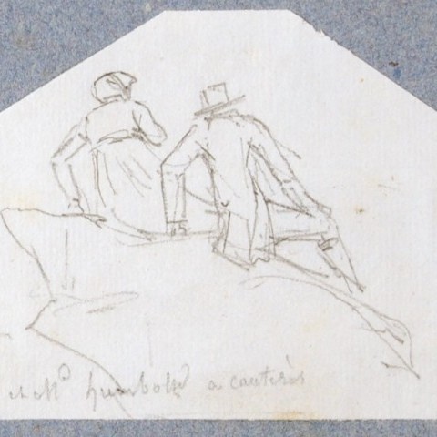 Alexandre-Louis-Robert Duperreux (1764-1843) M. et Mme Humboldt à Cauterets. Humboldt Jaun Andereak Cauteretsen. © Musée Basque et de l’histoire de Bayonne -Baionako Euskal Museoa