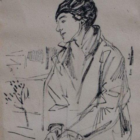 René Georges Hermann Paul, dit Hermann-Paul deitua (1864 -1940). Femme assise Jarria emazte dagoena