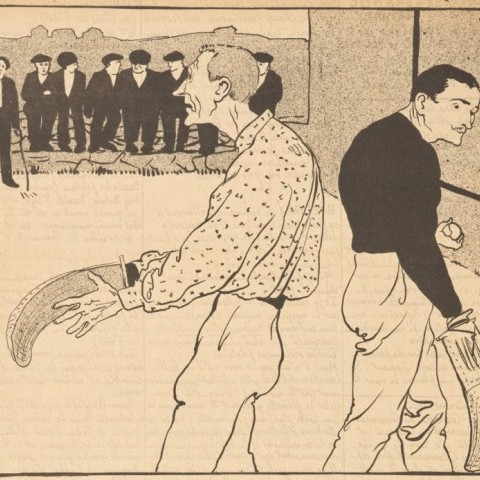 René Georges Hermann Paul, dit Hermann-Paul deitua (1864 -1940). Agapito  -Sans titre (Partie de pelote entre Chilhar et Jean-Baptiste Vergon). 