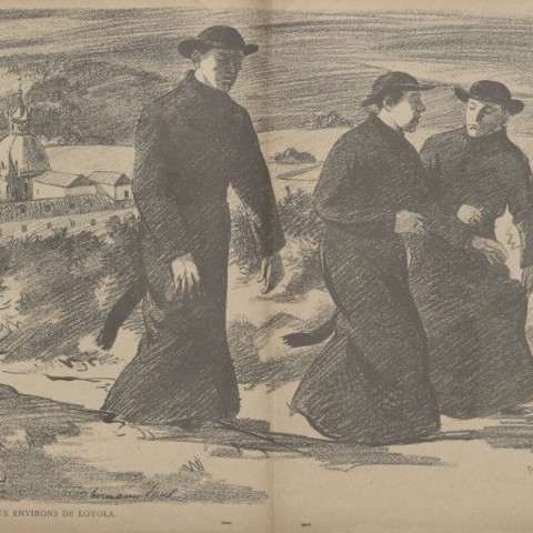 René Georges Hermann Paul, dit Hermann-Paul deitua (1864 -1940).  Aux environs de Loyola. Loiola aldera. Page de titre. Azal-orria
